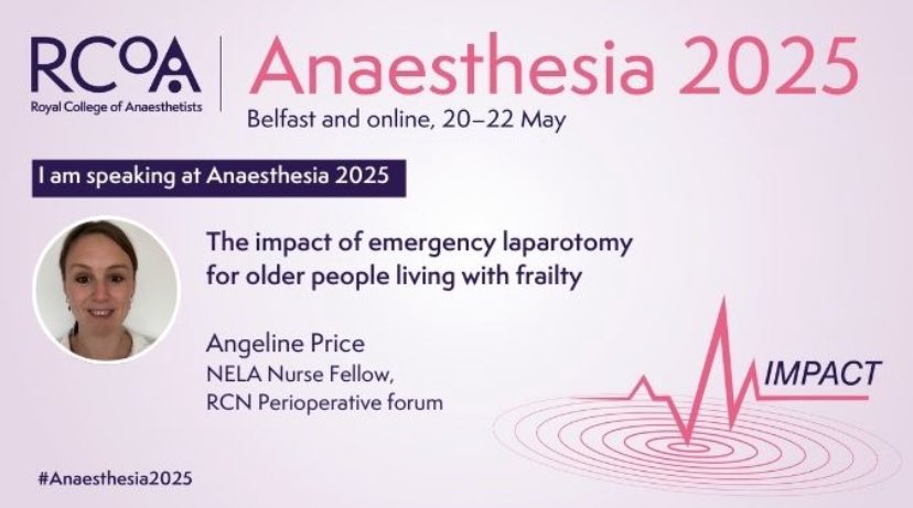 Really looking forward to speaking at #Anaesthesia2025 about all things frailty and emergency laparotomy related - excited to share some of the results from my PhD #CDRF <a href="/NELANews/">NELA (also on Bluesky @rcoa-cri.bsky.social)</a> <a href="/NIHRresearch/">National Institute for Health and Care Research</a> <a href="/NCAresearchNHS/">NCA Research NHS</a>
