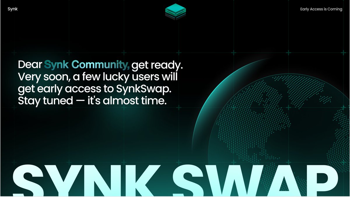 SynkSwap is Almost Here.

But first — a select few will get early access. 👀
We’re entering the final phase: internal beta testing begins now.
Just before the reveal, just before the drop.

This is your chance to be among the first to touch what’s coming.
We’re fine-tuning,
