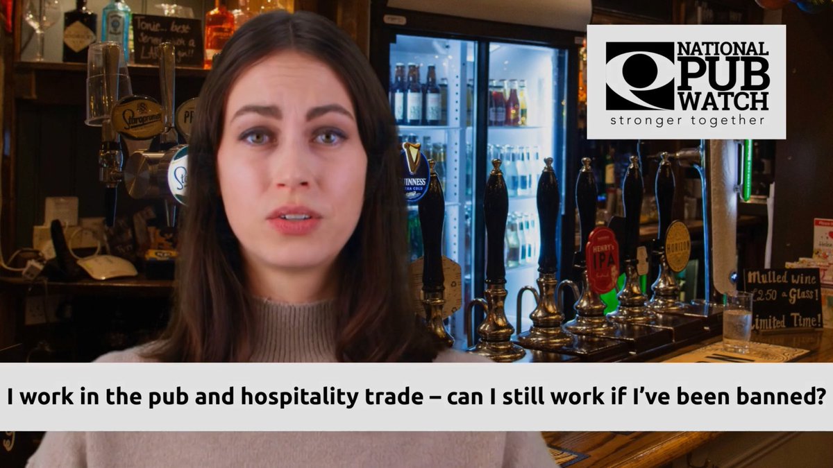 National Pubwatch continues to add video material to it’s FAQ pages – for Pubwatch members and banned individuals.
The latest film (for banned individuals) is titled ‘I work in the pub trade – can I still work if I’ve been banned?
Read more here: nationalpubwatch.org.uk/news/i-work-in…