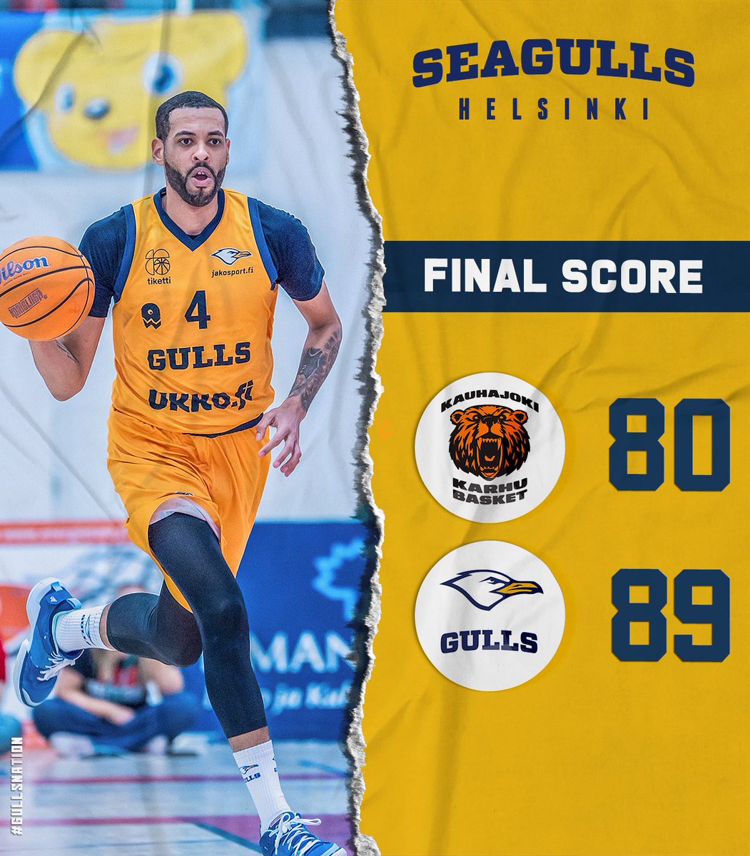 GULLS VOITTAA JÄLLEEN!🔥🔥

Upea vierasRYÖSTÖ Gullsilta ja finaalisarjan voitot meille 2-0🥶 

Puolustus oli tänään rautaa ja Sajantilan heittokäsi KUUMA🗣️🔥 Illan tilastoja:
🏀 #7 Sajantila 30p/2lev/2s
🏀 #4 Rougeau 10p/11lev/5s
🏀 #10 Kantonen 10p/11lev/3s
…
Nyt lokit