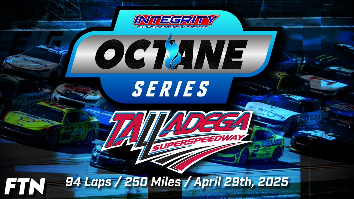 IntegrityRL's tweet photo. After the chaos of last night, OCTANE is up with their battle to attempt to conquer the hallowed halls of @TALLADEGA! Tune in at 9pm with @FireTalksNASCAR as some of the best on the service put down 94 laps of adrenaline-fueled racing TONIGHT! https://t.co/MpDLBuSJf0 #NASCAR https://t.co/BKA8BJ6jqu
