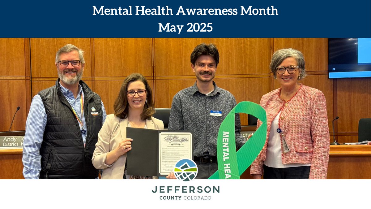 Jefferson County Declares May 2025 Mental Health Awareness Month

Today, the Jefferson County Board of Commissioners—Lesley Dahlkemper, Andy Kerr, and Rachel Zenzinger—issued a proclamation declaring May 2025 as Mental Health Awareness Month. Mental health is just as vital as