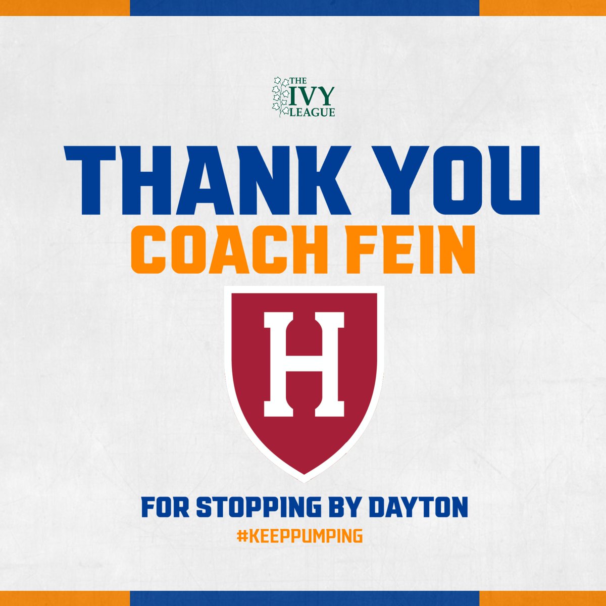 Thank you Coach <a href="/MicFein/">Mickey Fein</a> from <a href="/HarvardFootball/">Harvard Football</a> for stopping by Dayton to talk ball and recruit our Dawgs today! 

#KeepPumping #GoCrimson #OneCrimson