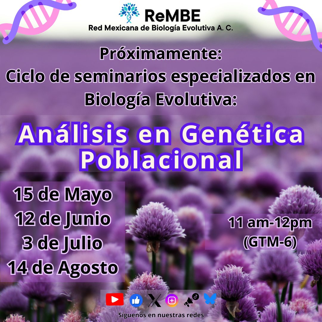 🎊!Pq usted lo pidió!🥳
Tenemos una fecha extra para nuestro ciclo de seminarios sobre 🧬👩🏿‍💻Análisis de Genética Poblacional🧬🧑🏿‍💻. Comenzamos este próximo 15 de Mayo. En el próximo post, acá abajo, les dejamos el line-up 👇🏿