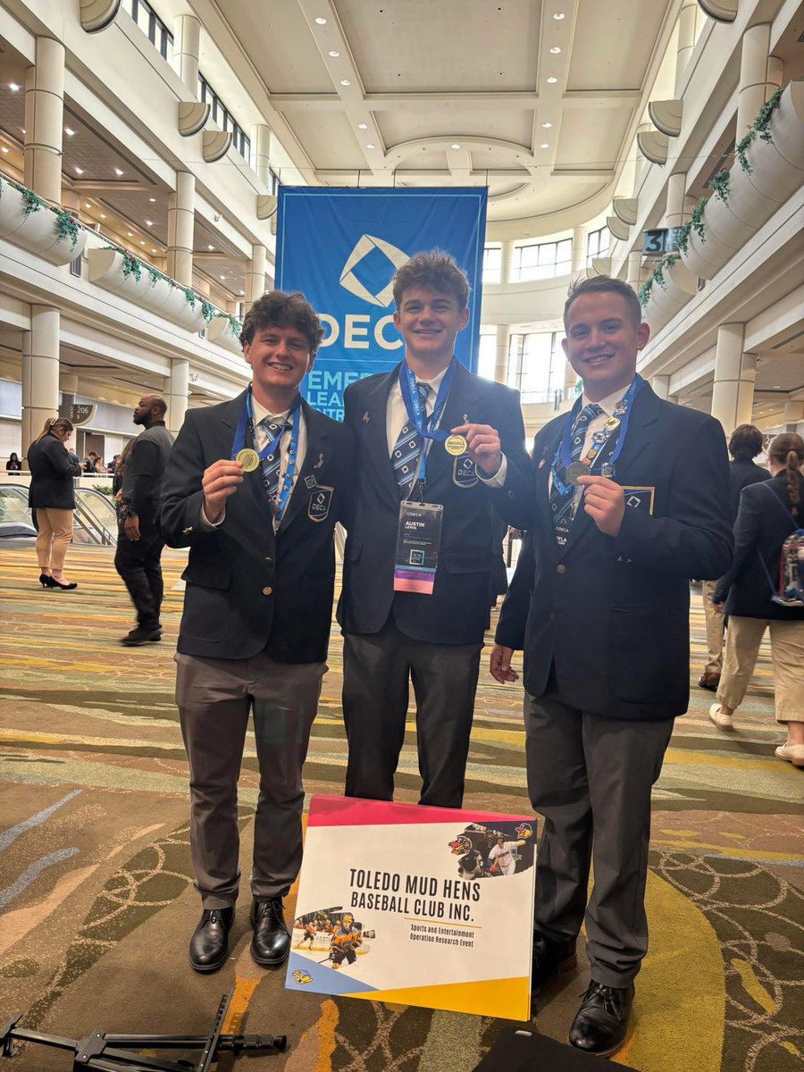 International ICDC 2025 DECA TOP FINALIST- Austin Lewis, Dylan Krupp, Jack Hover!!!🏅🔷🐾 Moving on to compete in Sports &amp; Entertainment Operations Research Event! <a href="/MudHens/">Toledo Mud Hens</a> <a href="/ToledoWalleye/">Toledo Walleye</a> #bobcatproud #BeTheOne #DECAICDC #toledomudhens