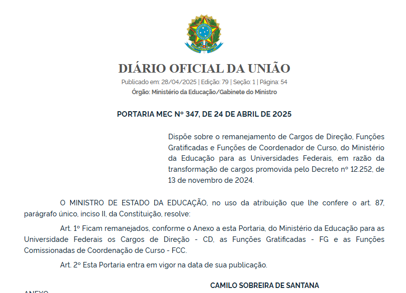 Andifes's tweet photo. MEC atende à solicitação da Andifes com remanejamento de cargos nas universidades federais
https://t.co/XSVmaoMNCR https://t.co/FVJdAhP6zE