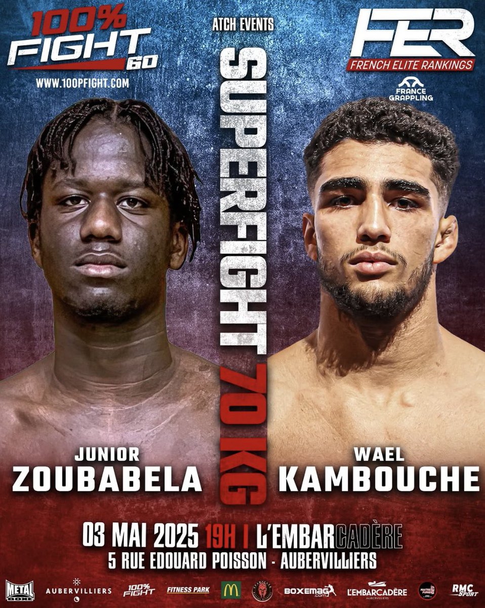 atchacademy's tweet image. 🚨FIGHT ALERT🚨
Notre combattant Wael KAMBOUCHE effectuera son dernier combat amateur dans la cage du 100% Fight ce samedi face Junior ZOUBABELA à l’occasion du FER 60 💥💥