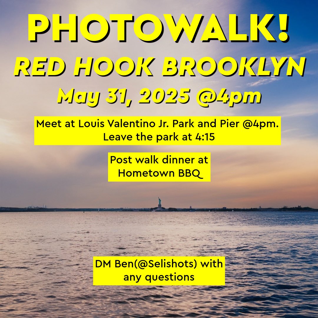 I’m putting together a casual Brooklyn photowalk in Red Hook on May 31st at 4 PM! Would love for anyone around to join.
Link in my bio to sign up — just so I know to expect you!

All skill levels and all types of cameras are welcome. Should be a fun time!
