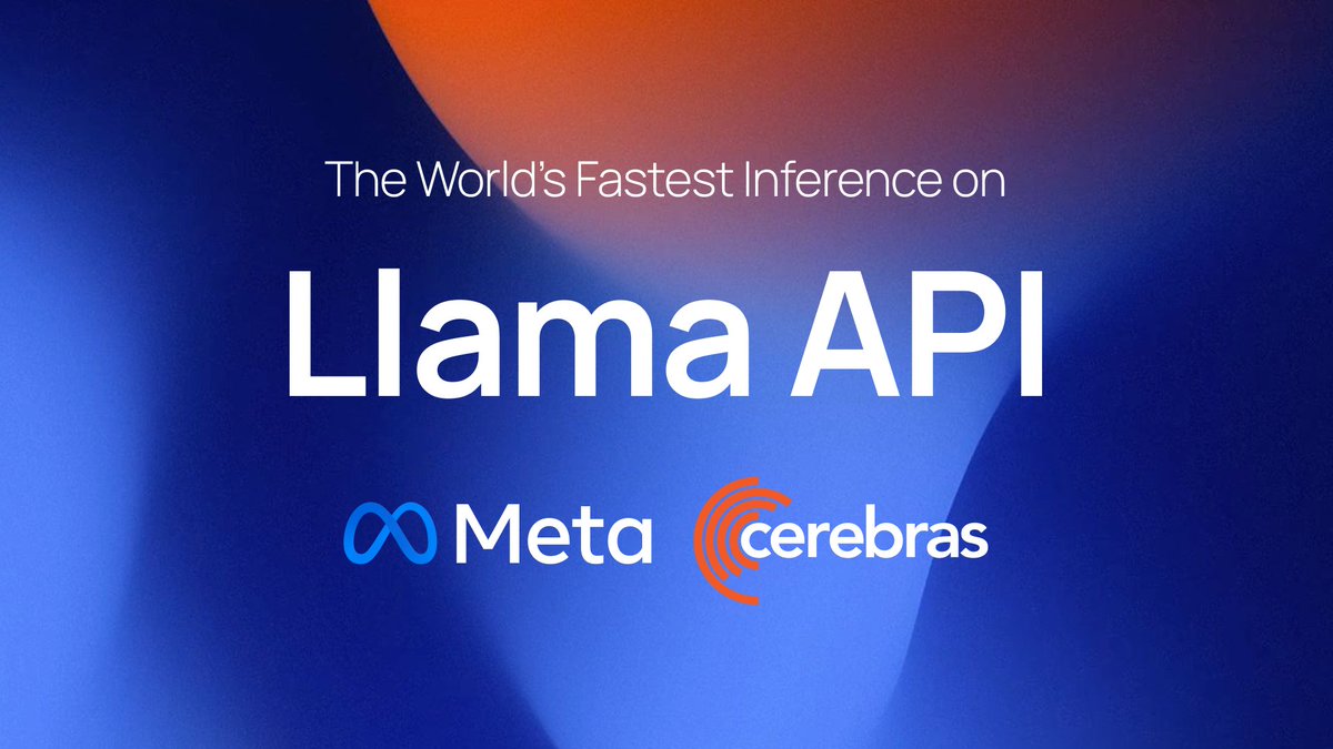 cerebras's tweet photo. Cerebras and @Meta Collaborate to Drive Fast Inference for Developers in New Llama API

🦙The world’s most popular open-source models — now with the world’s fastest inference. 
🔑 Native to @AIatMeta Llama API with 1-click API key generation.
🗣️ Unlock next-generation applications like real-time voice assistants, instant agents, sub-second reasoning