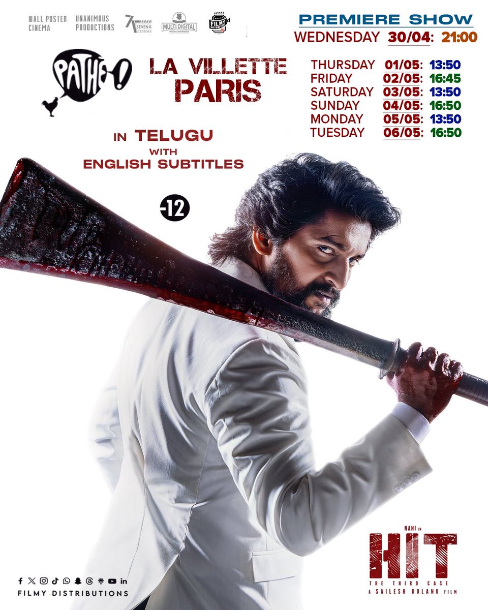 Filmy Distributions (@filmydistri) on Twitter photo Sarkaar is coming to crack the THIRD CASE from tomorrow in #France cinemas ❤🔥🇫🇷
#HitTheThirdCase
#AbkiBaarArjunSarkaar
Natural Star <a href="/NameisNani/">Nani</a> <a href="/KolanuSailesh/">Sailesh Kolanu</a> <a href="/SrinidhiShetty7/">Srinidhi Shetty</a> <a href="/walpostercinema/">Wall Poster Cinema</a> <a href="/UnanimousProds/">Unanimous Productions</a> Sarkaar is coming to crack the THIRD CASE from tomorrow in #France cinemas ❤🔥🇫🇷
#HitTheThirdCase
#AbkiBaarArjunSarkaar
Natural Star <a href="/NameisNani/">Nani</a> <a href="/KolanuSailesh/">Sailesh Kolanu</a> <a href="/SrinidhiShetty7/">Srinidhi Shetty</a> <a href="/walpostercinema/">Wall Poster Cinema</a> <a href="/UnanimousProds/">Unanimous Productions</a>