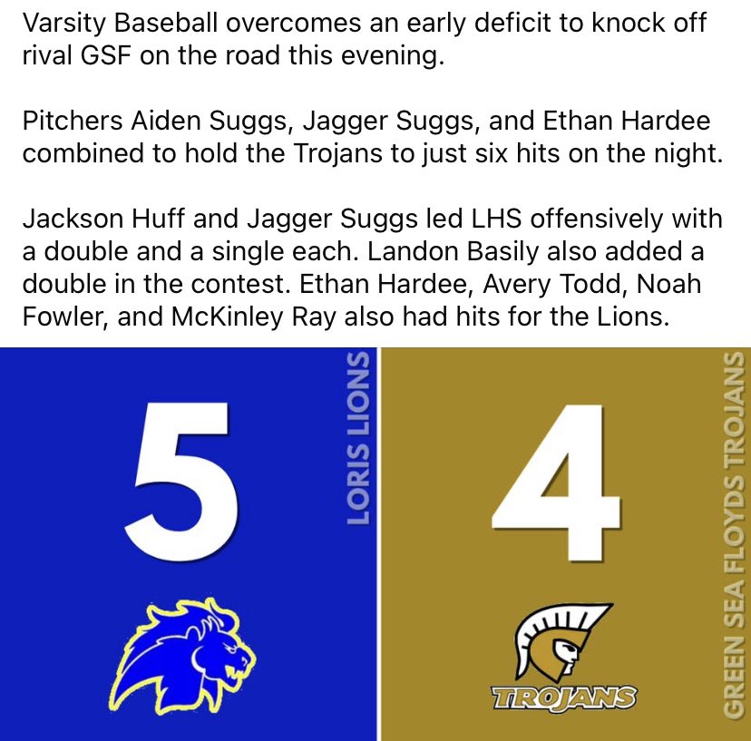 Loris Lions Baseball tweet media