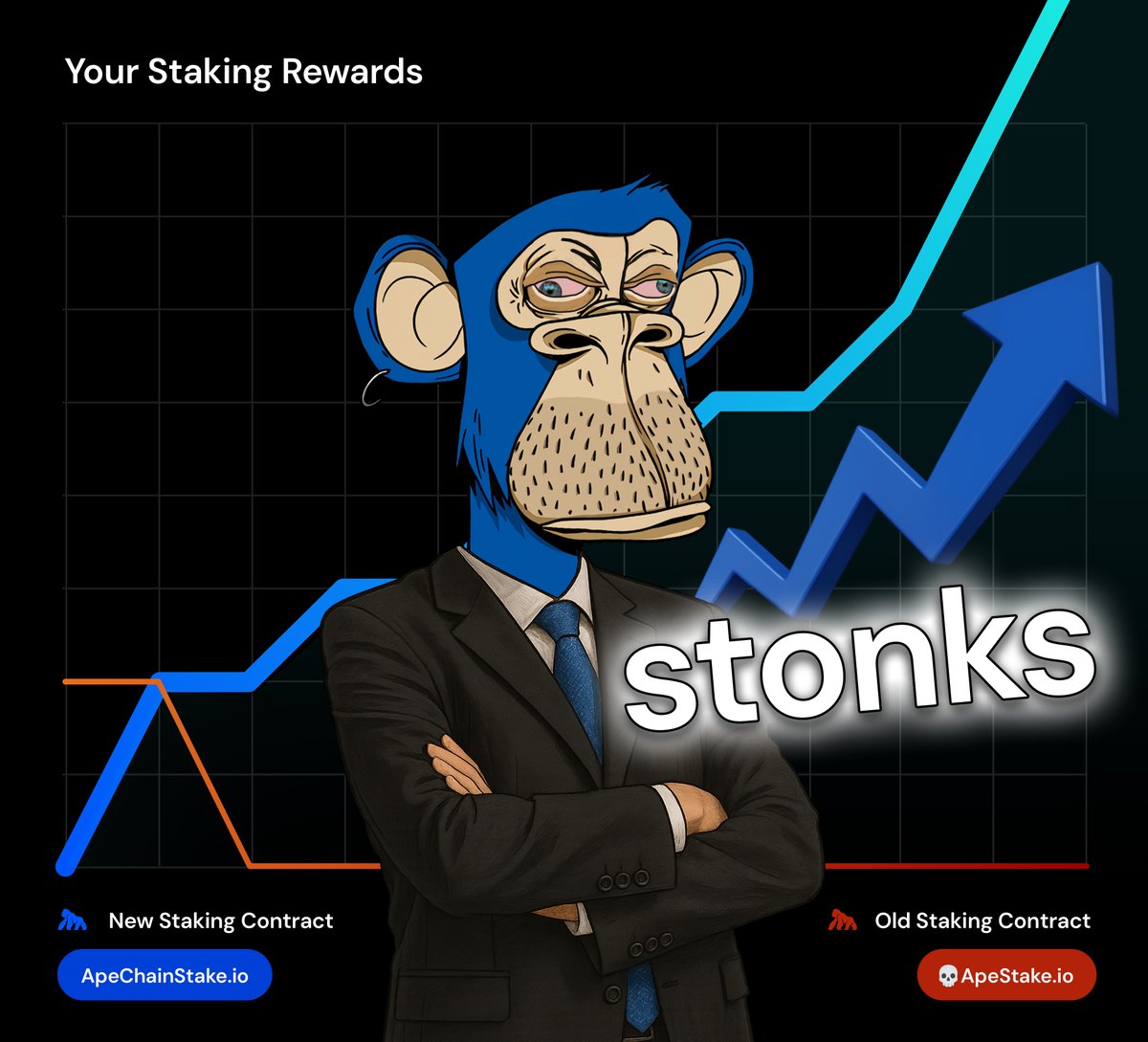 apecoin's tweet image. We killed the old ApeCoin staking contract.

Stop waiting.

Stake your ApeCoin using ApeChainStake.io today to continue stacking up rewards.