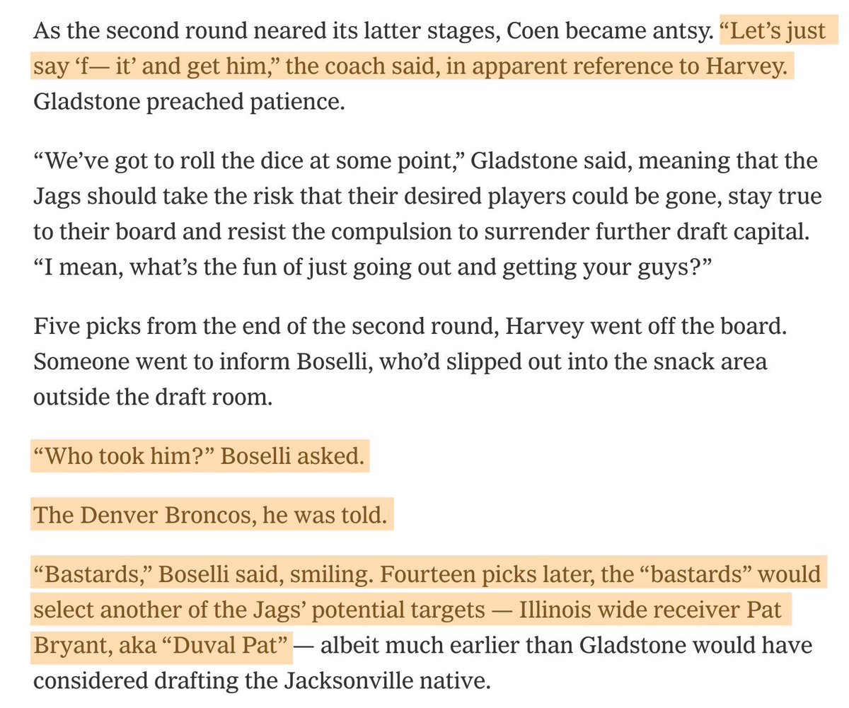 Woah! 

The Jaguars wanted both RJ Harvey and Pat Bryant but Sean Payton swooped both
