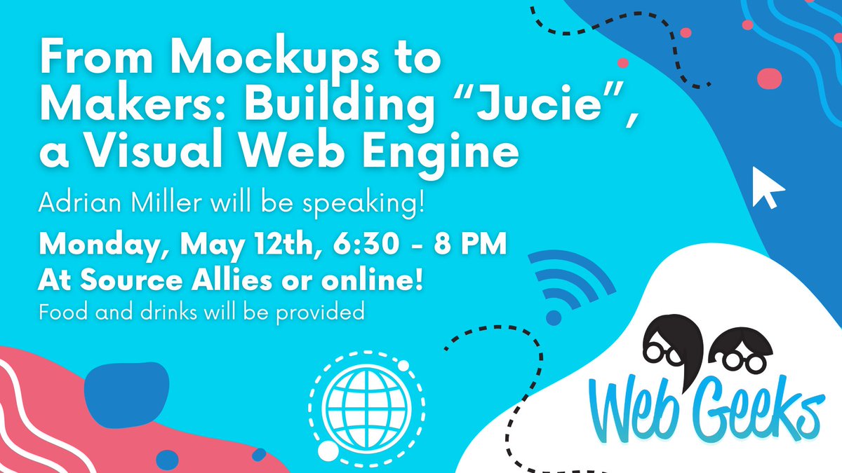 Join DSM Web Geeks on 5/12, at Source Allies for a talk by Adrian Miller: From Mockups to Makers: Building Jucie. Explore how "Jucie" transforms mockups into live apps—blending design, code, and real-time logic. In person + Twitch stream.
RSVP: bit.ly/WG-MockupsToMa…