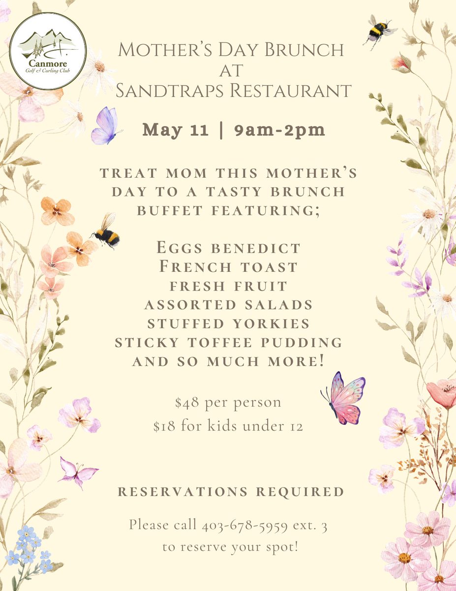 Treat mom to a delicious Mother's Day brunch buffet at Sandtraps on May 11! 👩‍👧‍👦🥞
Reservations required ✅
