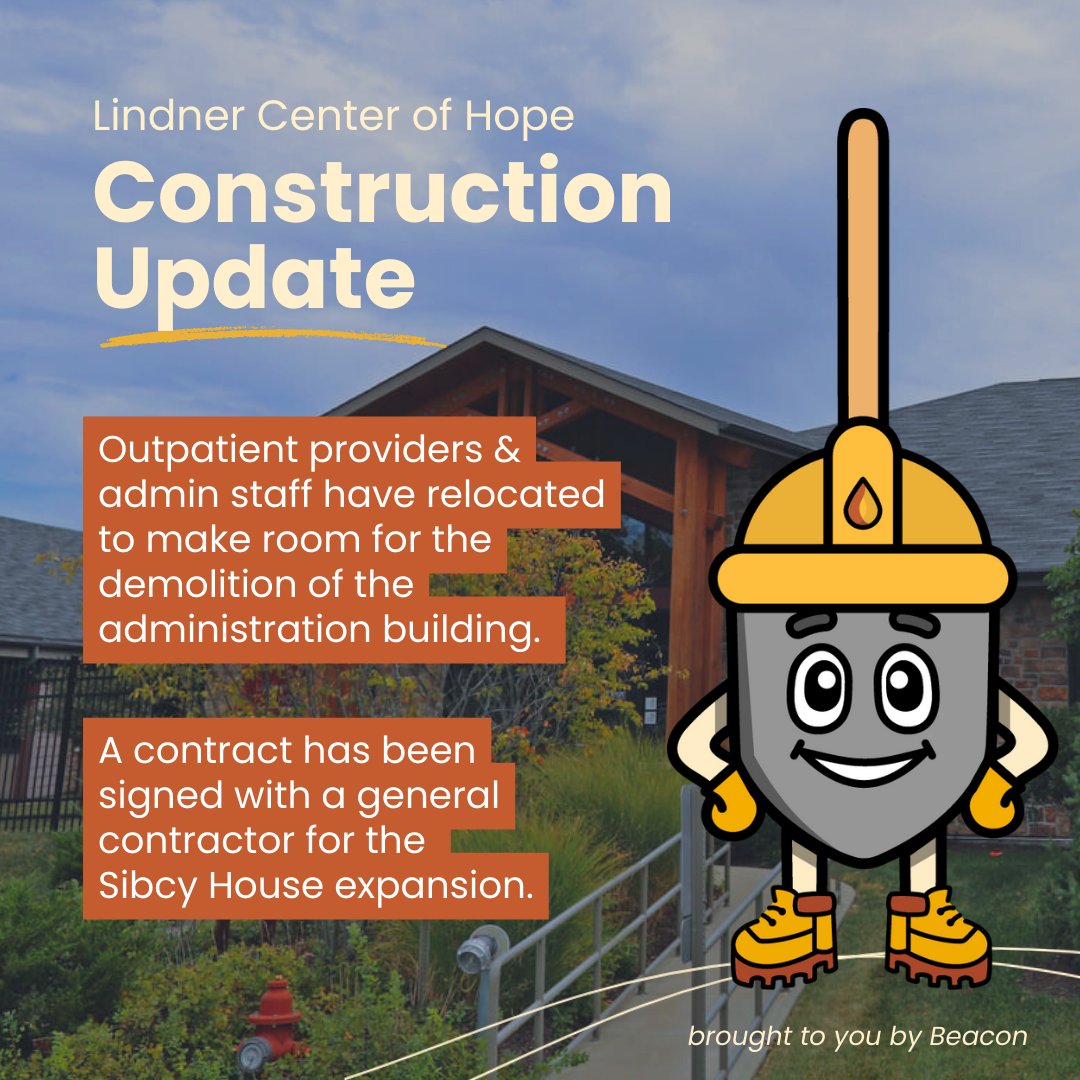 ⚠️It's time for your Lindner Center of Hope Construction Update—brought to you by your go-to guide, Beacon! 🪏 Every milestone brings us closer to expanding care for those facing mental illness. 👷