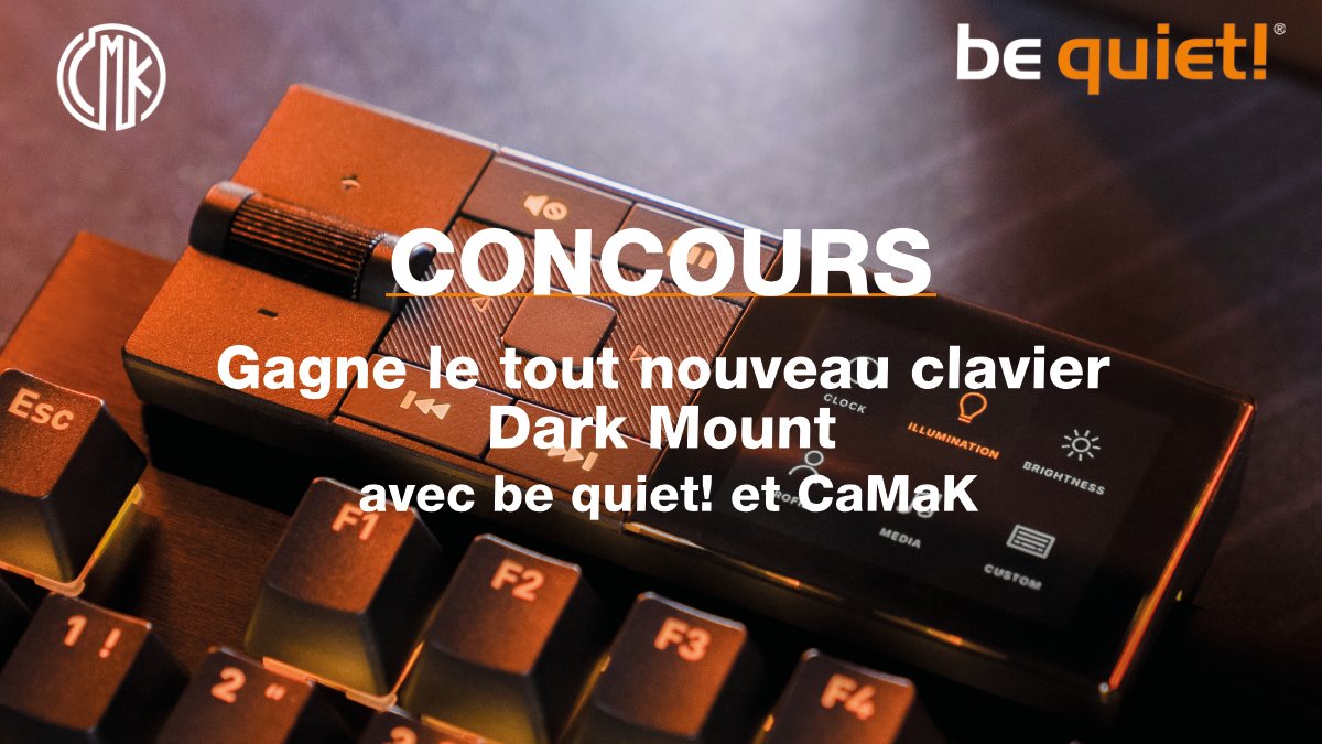 CaMaK (@camakstream) on Twitter photo Tentez de gagnez le nouveau Dark mount de notre partenaire <a href="/bequietFR/">be quiet! FR</a>
1️⃣ Follow + RT <a href="/CaMaKStream/">CaMaK</a> & <a href="/bequietFR/">be quiet! FR</a>
2️⃣Répondez à cette question en commentaire
➡️ Le pavé numérique du Dark Mount se trouve-t-il à droite, à gauche ou du côté de ton choix ? Tentez de gagnez le nouveau Dark mount de notre partenaire <a href="/bequietFR/">be quiet! FR</a>
1️⃣ Follow + RT <a href="/CaMaKStream/">CaMaK</a> & <a href="/bequietFR/">be quiet! FR</a>
2️⃣Répondez à cette question en commentaire
➡️ Le pavé numérique du Dark Mount se trouve-t-il à droite, à gauche ou du côté de ton choix ?