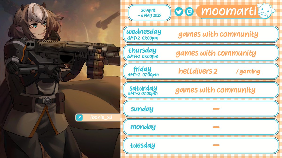 scheduletime OvO i just need to chill and play a few games with ya all this week cause rl is to busy and stressfull currently urg =A=