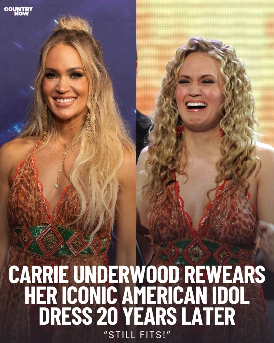 Country Now (@countrynow) on Twitter photo .@CarrieUnderwood just proved some things never go out of style—she wore the same dress she won <a href="/AmericanIdol/">American Idol</a> in 20 years ago! .@CarrieUnderwood just proved some things never go out of style—she wore the same dress she won <a href="/AmericanIdol/">American Idol</a> in 20 years ago!