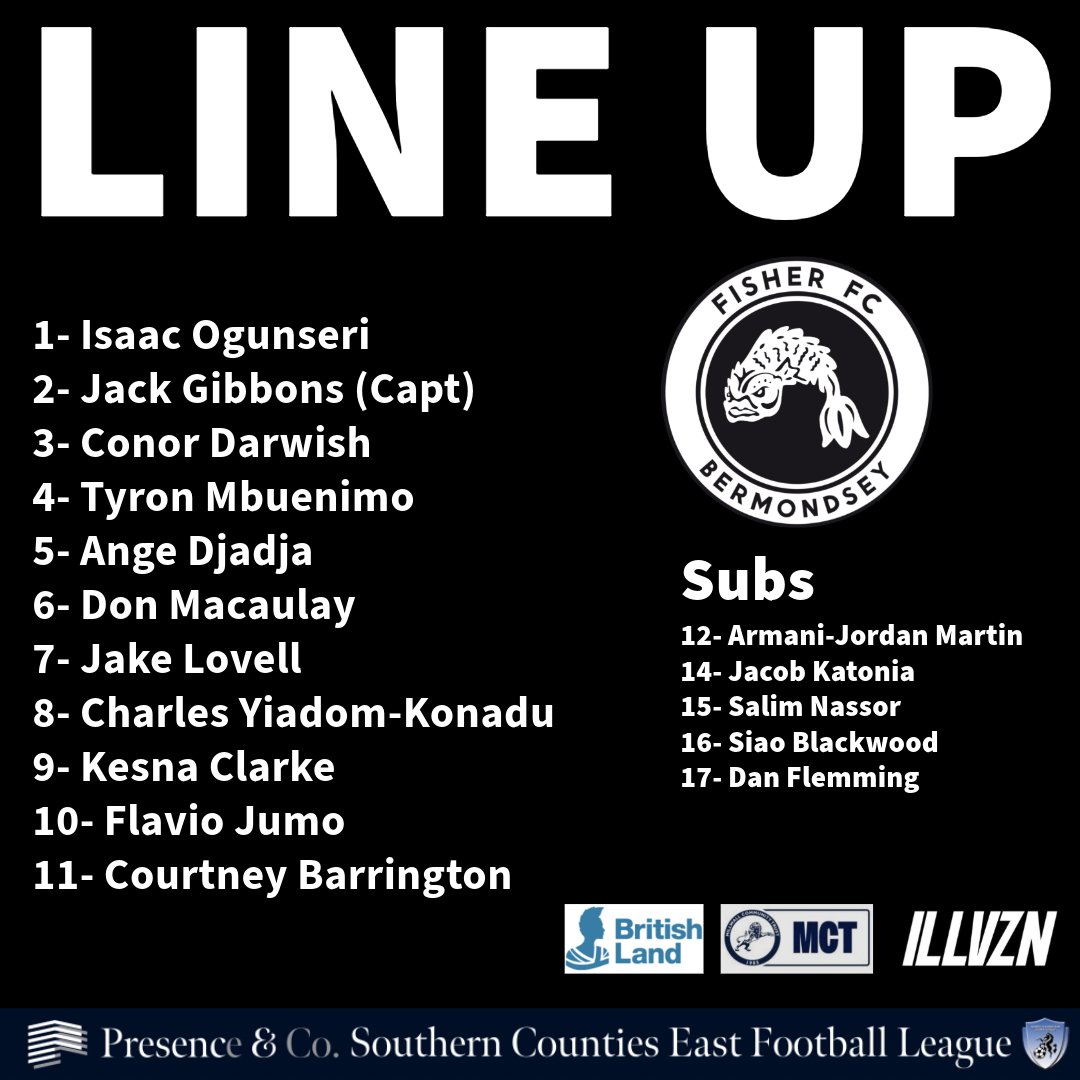 Fisher FC (@fisherfc) on Twitter photo ⬛⬜ LINE UP ⬜⬛
A few changes after Saturday to the starting XI as we get ready to take on <a href="/whitstabletown/">Whitstable Town Football Club</a> in the <a href="/SCEFLeague/">Presence & Co. SCEFL League</a> Premier Division Play-Off Semi Final ⬛⬜ LINE UP ⬜⬛
A few changes after Saturday to the starting XI as we get ready to take on <a href="/whitstabletown/">Whitstable Town Football Club</a> in the <a href="/SCEFLeague/">Presence & Co. SCEFL League</a> Premier Division Play-Off Semi Final