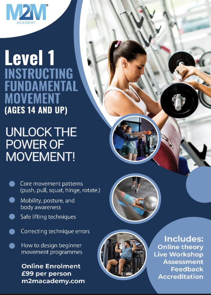 #M2M Workshops - Level 1 Instructing Fundamental Movement Award in Instructing is an Ofqual regulated vocational qualification that has been uniquely designed to be delivered to learners in the context of a technical pathway.

We deliver across the UK this to young people and