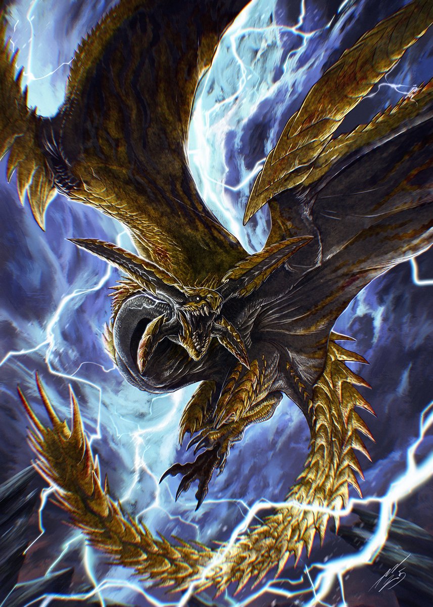 Rey Dau  (レ・ダウ)
My favorite monster of Wilds so I needed to do a proper fanart to this majestic creature #MHWilds￼￼￼ #MonsterHunter #モンハン￼￼￼
