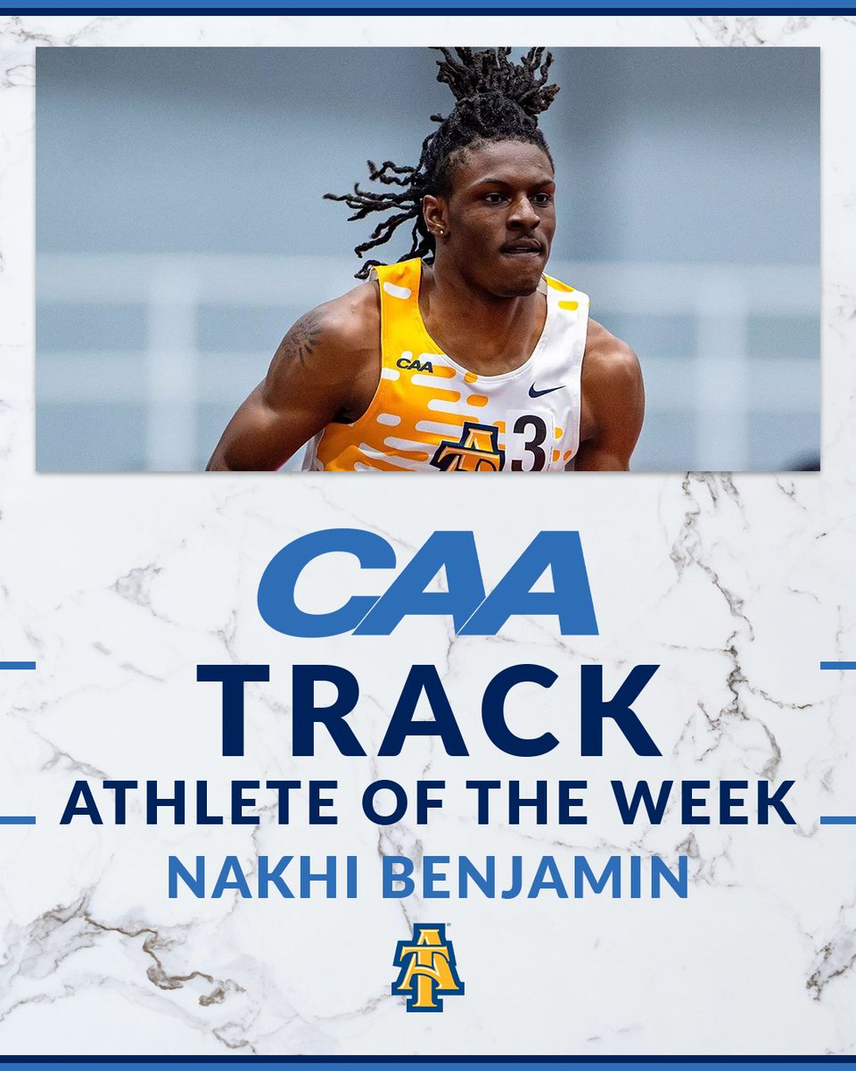 Coastal Athletic Association (@caasports) on Twitter photo 👟 #CAATF Men's Track Athlete of the Week
Nakhi Benjamin won three events at UVA to highlight an impressive day for <a href="/NCATAGGIES/">N.C. A&T Athletics</a>
📰 tinyurl.com/24hvbdg3 👟 #CAATF Men's Track Athlete of the Week
Nakhi Benjamin won three events at UVA to highlight an impressive day for <a href="/NCATAGGIES/">N.C. A&T Athletics</a>
📰 tinyurl.com/24hvbdg3