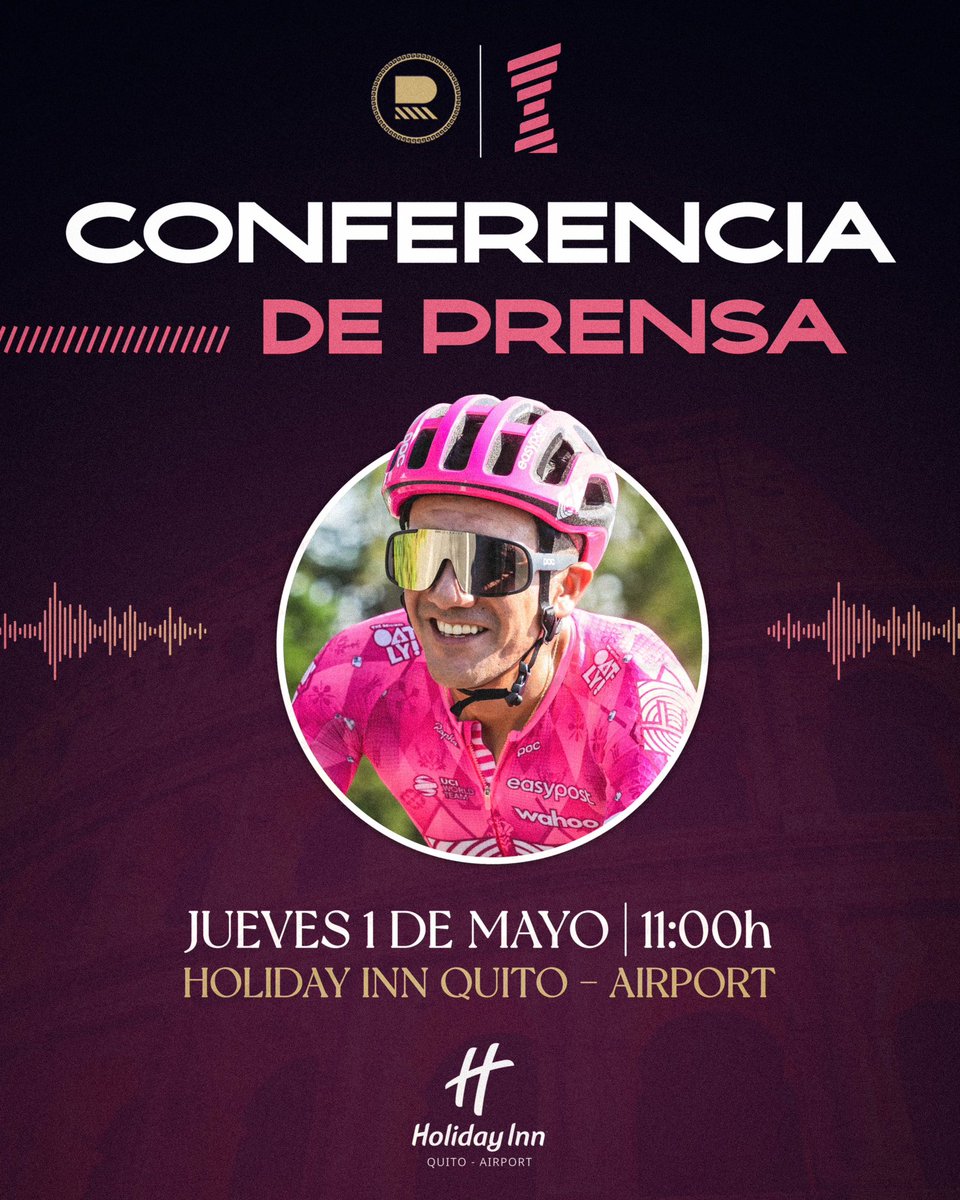 RichardCarapazM's tweet image. 🎙️ Conferencia de prensa para los medios de comunicación
📅 Jueves 1 de mayo a las 11:00h
📍Holiday Inn Quito - Airport
Para registrarse, envíen un correo a contacto@richardcarapaz.com indicando su medio de comunicación y el número de personas que asistirán.