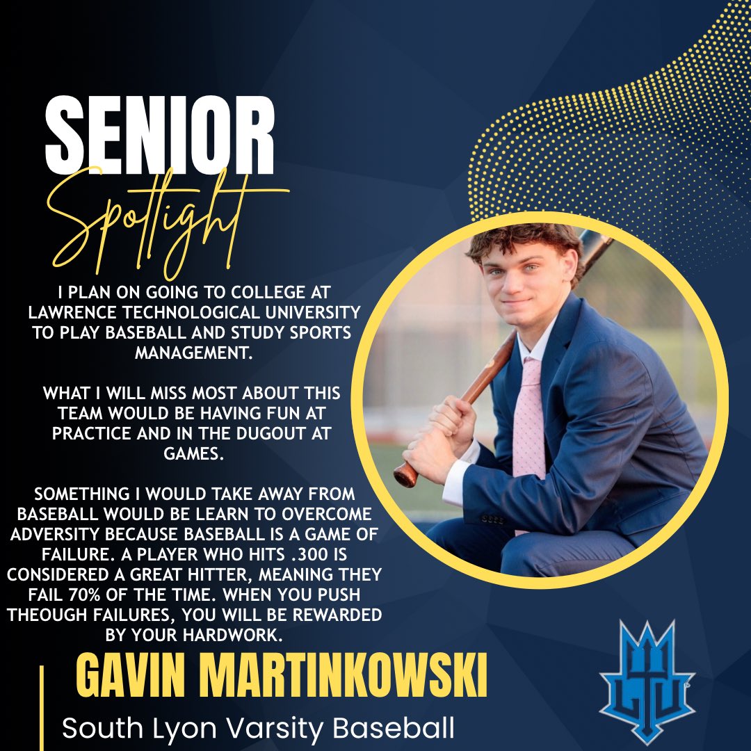 South Lyon Baseball (@slyonbaseball) on Twitter photo ๐จ Senior Spotlight๐จ<a href="/GMartinkowski/">Gavin Martinkowski</a>
Proud of all of your accomplishments and even more excited for your future GMart! ๐จ Senior Spotlight๐จ<a href="/GMartinkowski/">Gavin Martinkowski</a>
Proud of all of your accomplishments and even more excited for your future GMart!