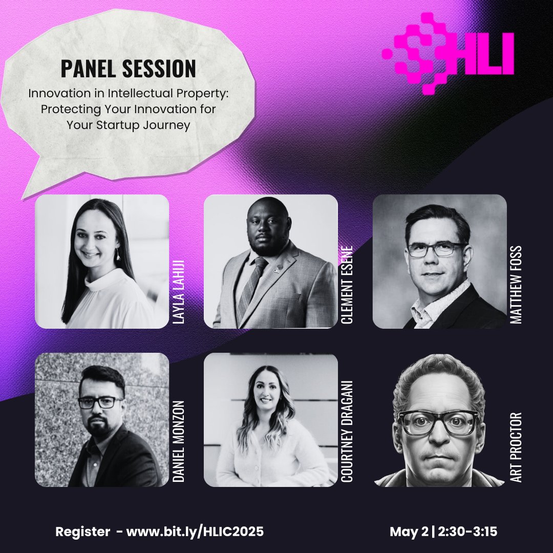 Protecting Innovation Along the Startup Journey

Featuring experts in law, strategy, and entrepreneurship.

Learn how to safeguard your innovation and set your venture up for long-term success.

📅 May 2 | 2:30–3:15

#HLIC2025 #IntellectualProperty