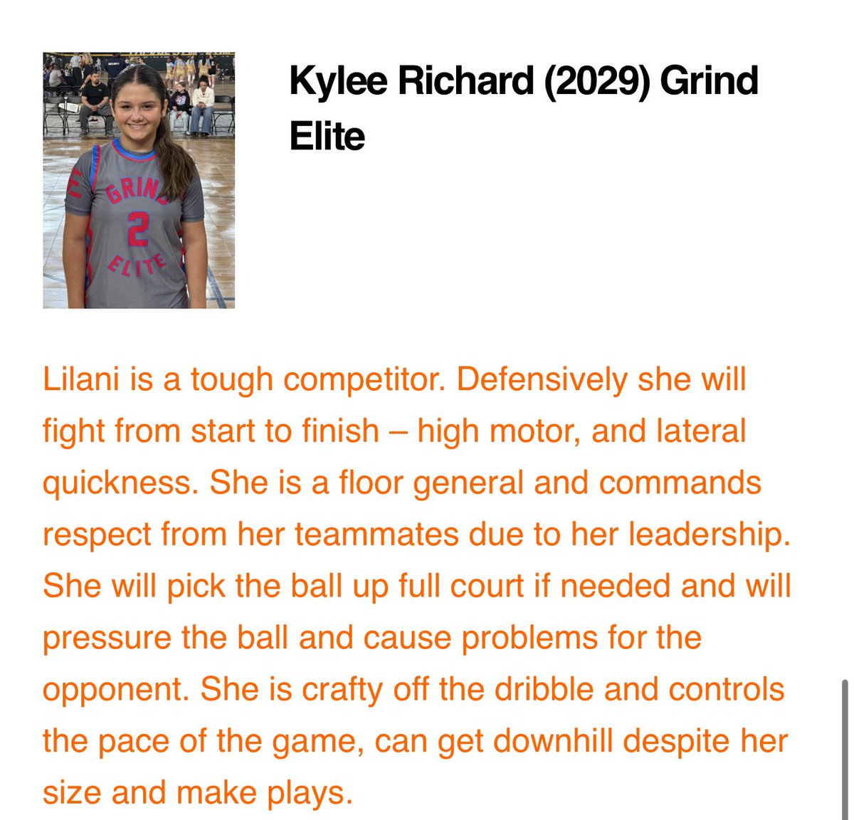 pegues93's tweet photo. @Elite40League Hey just a heads up The wrong write up is attached on Kylee Richard ! https://t.co/CJrHMYwnEg