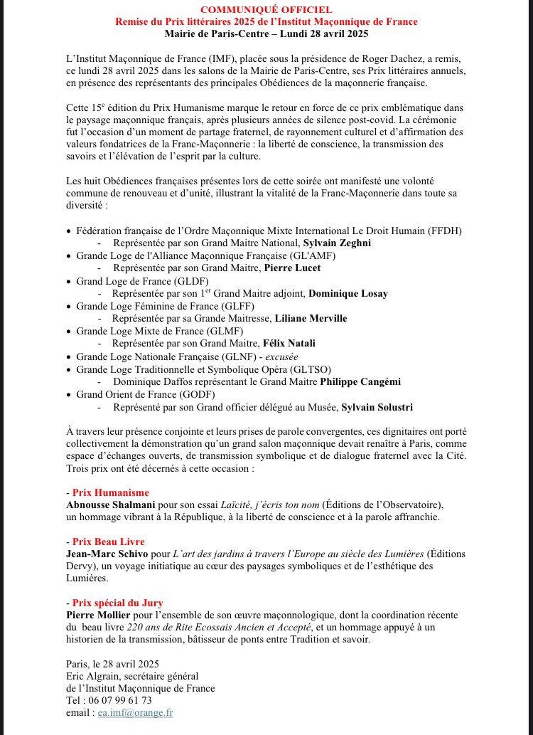 Institut Maconnique tweet media