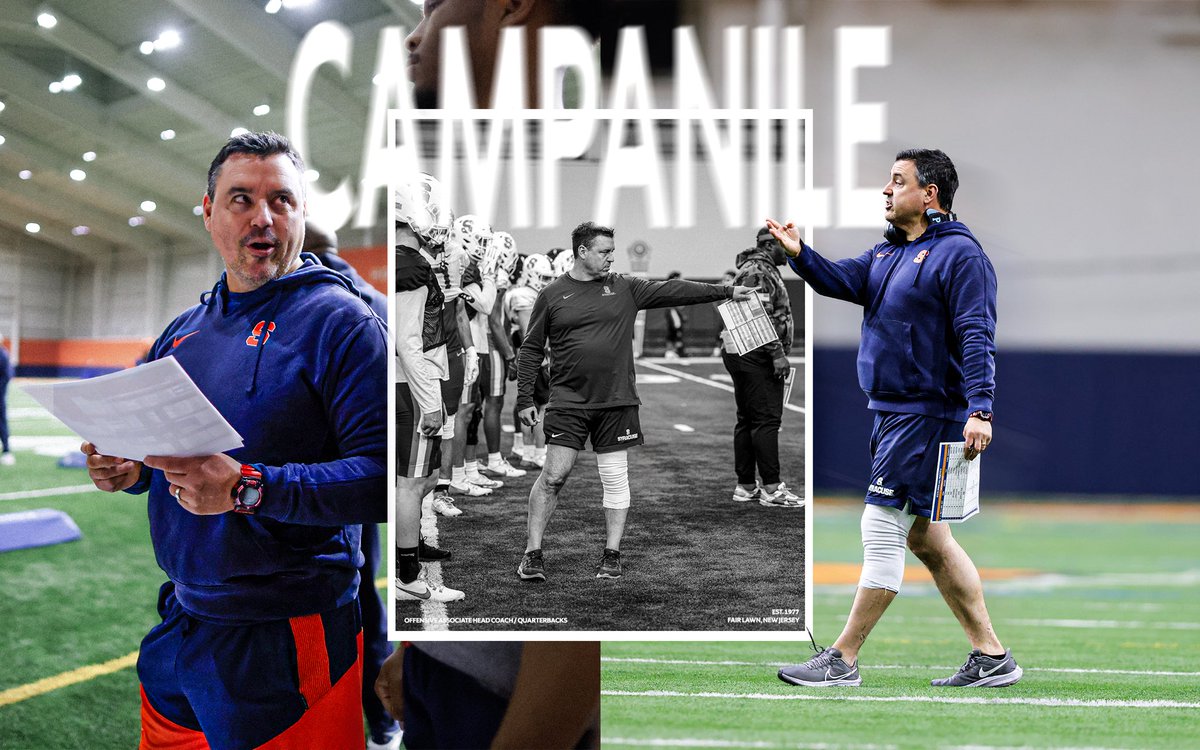 Syracuse Football (@cusefootball) on Twitter photo ๐ช๐๐๐๐ ๐ต๐๐๐: ๐ด๐. ๐ฑ๐๐๐๐๐
Coach Nunzio Campanile is back after coaching College Footballโs leading passer in 2024 @kylemccord. Part of the Royal New Jersey Campanile Family, no one develops talent or cooks up a meatball like <a href="/CoachNunz/">Nunzio Campanile</a> ๐ช๐๐๐๐ ๐ต๐๐๐: ๐ด๐. ๐ฑ๐๐๐๐๐
Coach Nunzio Campanile is back after coaching College Footballโs leading passer in 2024 @kylemccord. Part of the Royal New Jersey Campanile Family, no one develops talent or cooks up a meatball like <a href="/CoachNunz/">Nunzio Campanile</a>