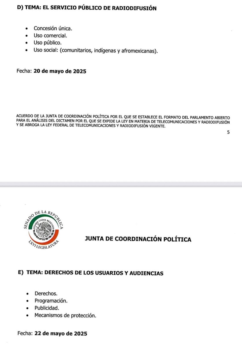 Leti RoblesdelaRosa (@letroblesrosa) on Twitter photo ‼️‼️Aquí los temas y días de los 5 conversatorios organizados por el <a href="/senadomexicano/">Senado de México</a> para analizar y modificar la Ley en Materia de Telecomunicaciones y Radiodifusión. ‼️‼️Aquí los temas y días de los 5 conversatorios organizados por el <a href="/senadomexicano/">Senado de México</a> para analizar y modificar la Ley en Materia de Telecomunicaciones y Radiodifusión.