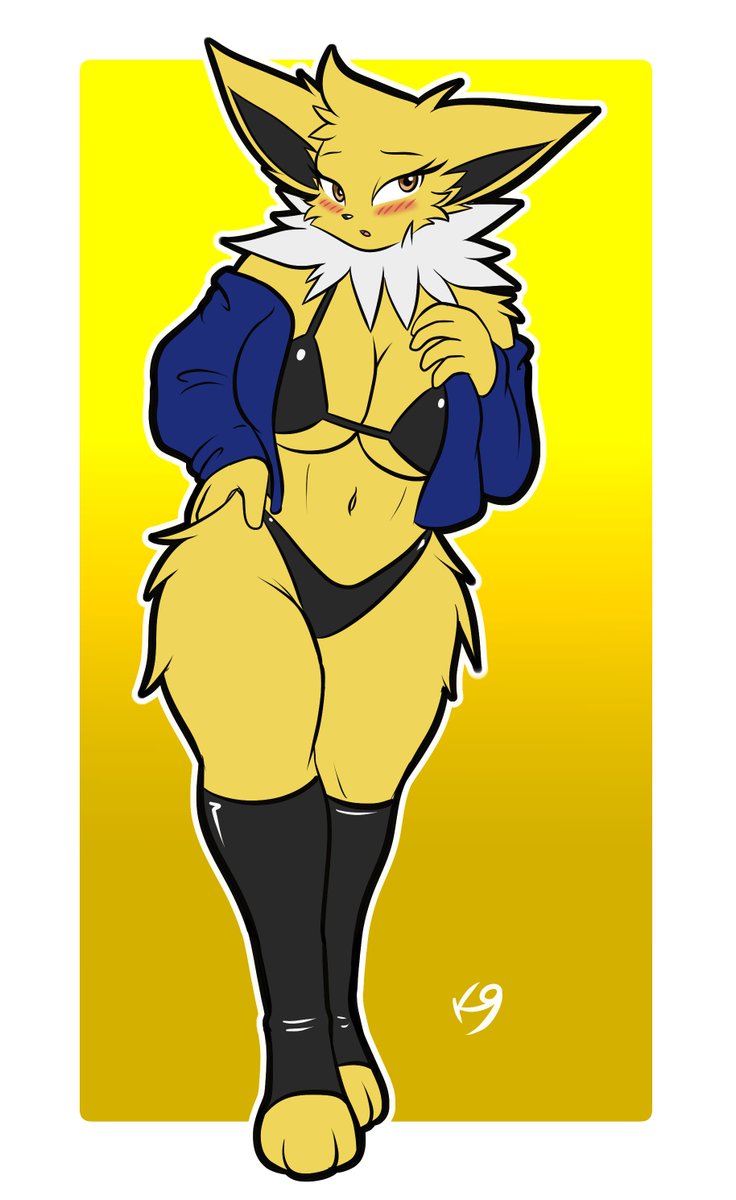 A blushy familiar jolteon girl