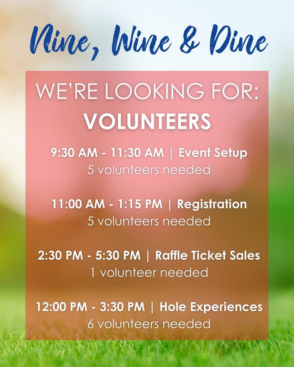 MACC Fund (@maccfund) on Twitter photo It's almost time for our 2025 Nine, Wine & Dine ladies golf outing and there is still time to get involved!
⛳ Golf, sponsor or donate- find more information and sign up: buff.ly/HzaZo3i
🌷 Volunteer- Email aneumann@maccfund.org if you’re interested! It's almost time for our 2025 Nine, Wine & Dine ladies golf outing and there is still time to get involved!
⛳ Golf, sponsor or donate- find more information and sign up: buff.ly/HzaZo3i
🌷 Volunteer- Email aneumann@maccfund.org if you’re interested!