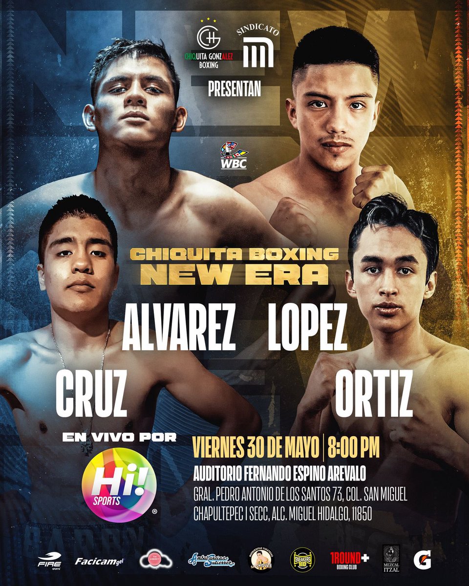 CHIQUITA BOXING (@chiquitaboxing) on Twitter photo 🥊🇲🇽Chiquita Gonzalez Boxing y SNTSTC 🥊🇲🇽
Presenta:
“Chiquita Boxing New Era ”
Viernes 30 de Mayo 8:00 pm
🏟️ Auditorio Fernando Espino Arévalo
📺En vivo por <a href="/hisportstv/">Hi! Sports TV</a> #chiquitaboxingtv
🎫🎟️Boletos disponibles
<a href="/gatorademex/">Gatorade México</a> 🥊🇲🇽Chiquita Gonzalez Boxing y SNTSTC 🥊🇲🇽
Presenta:
“Chiquita Boxing New Era ”
Viernes 30 de Mayo 8:00 pm
🏟️ Auditorio Fernando Espino Arévalo
📺En vivo por <a href="/hisportstv/">Hi! Sports TV</a> #chiquitaboxingtv
🎫🎟️Boletos disponibles
<a href="/gatorademex/">Gatorade México</a>