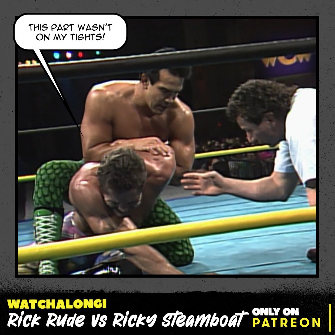Check out our #Watchalong series on Patreon!

The battle of the Ricks! Ravishing Rick Rude defends his US Heavyweight Title against #RickySteamboat with The Ninja in his corner. This match is from #WCW #Superbrawl II.

Listen ->> patreon.com/posts/watchalo…

#wrestling #prowrestling