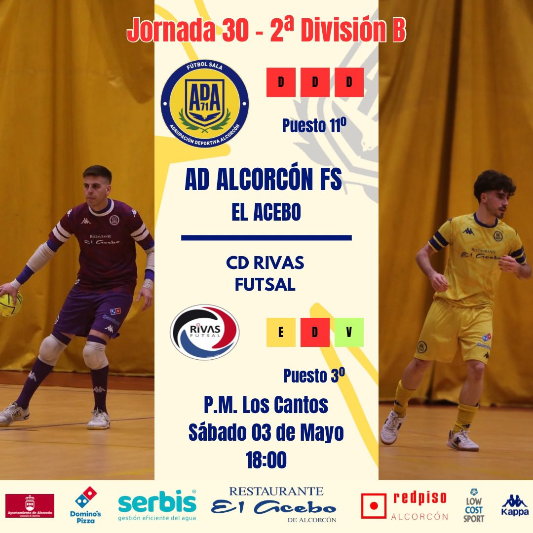 AD Alcorcón FS 2024 / 2025 (@adalcorconfs) on Twitter photo | PRIMER EQUIPO |
Este sábado “Last Dance” de la temporada para los chicos de <a href="/Carlosj_fisio/">Carlos Jimeno</a> que buscarán acabar el año de la mejor forma posible
🆚 <a href="/cdrivasfutsal/">C.D. Rivas Futsal</a>
📅 Sábado 03 de Mayo
⌚️ 18:00
🏟️ P.M. Los Cantos
#123Alcorcón
#ConelCorazónenlaPista💛 | PRIMER EQUIPO |
Este sábado “Last Dance” de la temporada para los chicos de <a href="/Carlosj_fisio/">Carlos Jimeno</a> que buscarán acabar el año de la mejor forma posible
🆚 <a href="/cdrivasfutsal/">C.D. Rivas Futsal</a>
📅 Sábado 03 de Mayo
⌚️ 18:00
🏟️ P.M. Los Cantos
#123Alcorcón
#ConelCorazónenlaPista💛