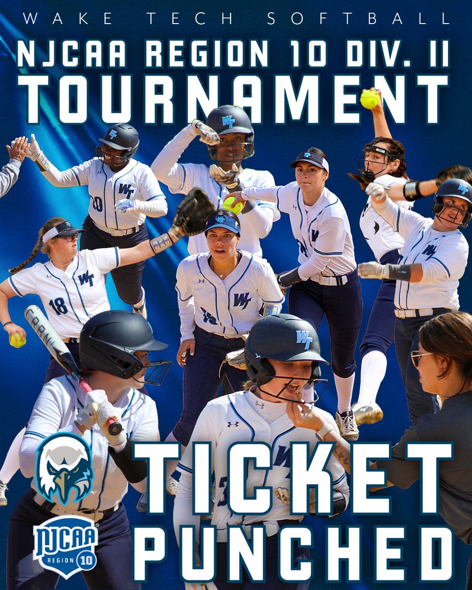 🦅 NOT DONE YET 😤
We have punched our ticket to the NJCAA Region 10 Div. II Tournament, which gets underway this Thursday, May 1 at Big League Camp in Marion, NC. 

We take on Richard Bland at 1:00 pm in our opening game of the tournament. #WakeTech 🦅🥎