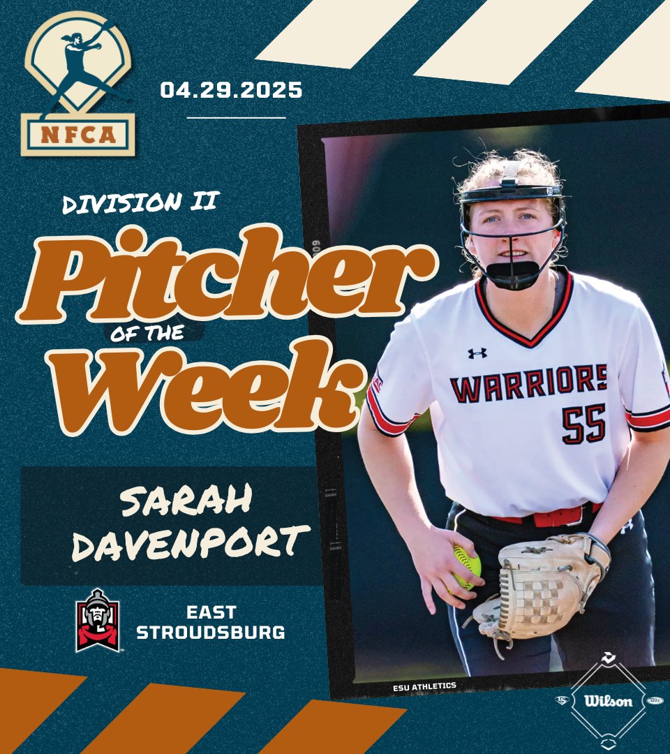 National Fastpitch Coaches Association (@nfcaorg) on Twitter photo 🥎 <a href="/HumboldtJacks/">Cal Poly Humboldt Lumberjacks</a>' Gifford, <a href="/ESUWarriors/">ESU Warriors</a>' Davenport collect final DII <a href="/sluggerFP/">Louisville Fastpitch</a> Player & <a href="/wilsonballglove/">Wilson Baseball & Softball</a> Pitcher of the Week honors for 2025.
🔗 bit.ly/3YTVXJI 🥎 <a href="/HumboldtJacks/">Cal Poly Humboldt Lumberjacks</a>' Gifford, <a href="/ESUWarriors/">ESU Warriors</a>' Davenport collect final DII <a href="/sluggerFP/">Louisville Fastpitch</a> Player & <a href="/wilsonballglove/">Wilson Baseball & Softball</a> Pitcher of the Week honors for 2025.
🔗 bit.ly/3YTVXJI