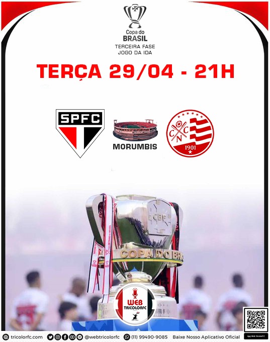 WebTricolorFC's tweet photo. 29.04/21H - COPA DO BRASIL
- vivo - WEB RÁDIO TRICOLORFC
SPFC X CNC
Equipe: @dlrsalles  @Berevidoca  Adriano Max
https://t.co/WMAeETHQY0
Radios Net:  https://t.co/1vJE0qsQTQ
App:  https://t.co/J9UHiMwnzL https://t.co/SaEtuu8dH6
