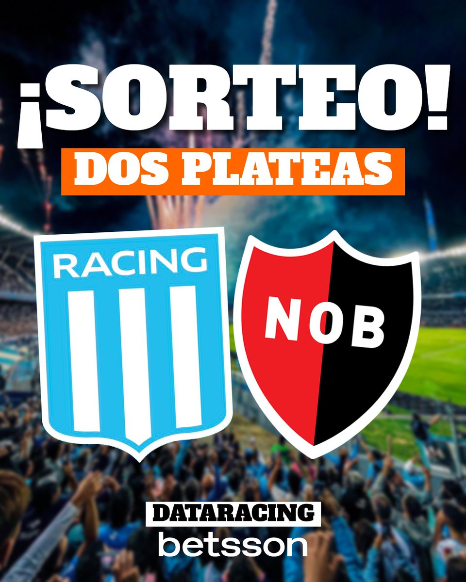 ¡¡TREMENDO SORTEO!! 💣💣

¿TE QUERÉS GANAR UN PAR DE PLATEAS PARA IR AL CILINDRO? 🩵🤍

👉🏻 SEGUÍ a <a href="/DataRacingOK/">Data Racing 👑</a> y <a href="/Betsson_ARG/">Betsson Argentina</a> 

👉🏻 Dale RT y etiquetá a tus amigos (más comentarios, más chances de ganar)

📍 Sólo válido para PBA y mayores de 18.