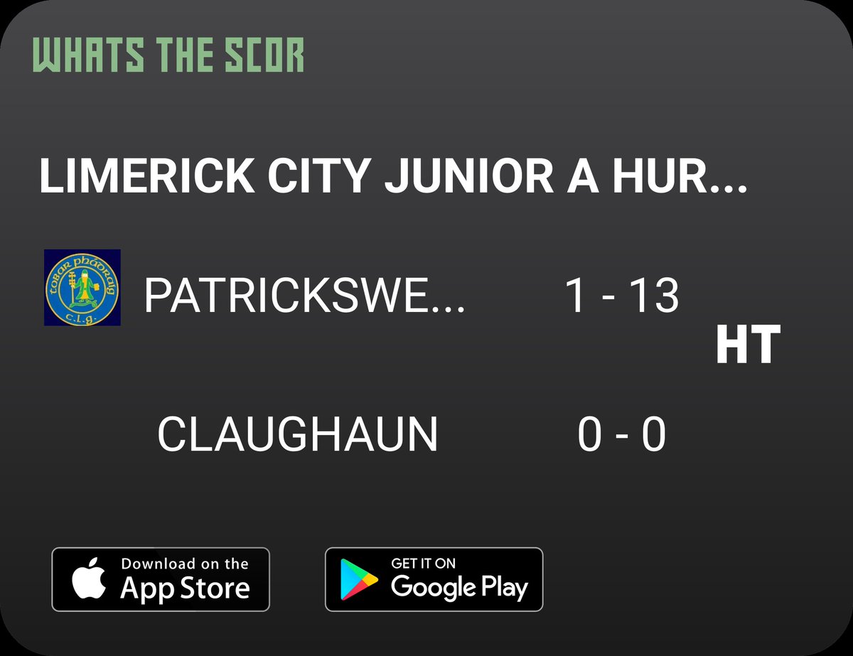 Patrickswell GAA & Camogie (@patrickswellgaa) on Twitter photo Get Live Score Updates straight to your phone, download Whats The Scor. Follow us on <a href="/WhatstheScor/">Whats The ScĂłr</a> Get Live Score Updates straight to your phone, download Whats The Scor. Follow us on <a href="/WhatstheScor/">Whats The ScĂłr</a>