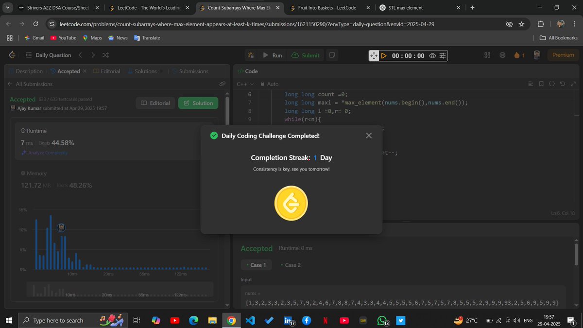 AjayIsCoding's tweet image. 🚀Day 82/150 - DSA Hard Challenge! 
~POTD