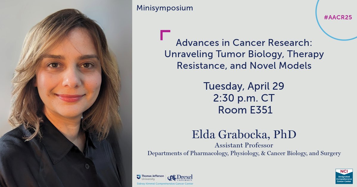 Today at #AACR25: Dr. Elda Grabocka is chairing a minisymposia session, “Advances in Cancer Research: Unraveling Tumor Biology, Therapy Resistance, and Novel Models,” at 2:30 pm.  

abstractsonline.com/pp8/#!/20273/s…