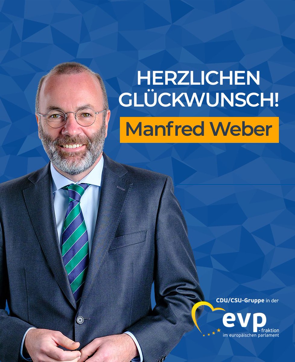 Herzlichen Glückwunsch, <a href="/ManfredWeber/">Manfred Weber</a> ,zur starken Wiederwahl als Vorsitzender der Europäischen Volkspartei!
Wir sind stolz, dass der Vorsitzende der <a href="/EPP/">EPP</a> weiterhin aus den Reihen der CDU/CSU-Gruppe kommt. Seine Wiederwahl ist sowohl Bestätigung als auch Ansporn für die Zukunft.