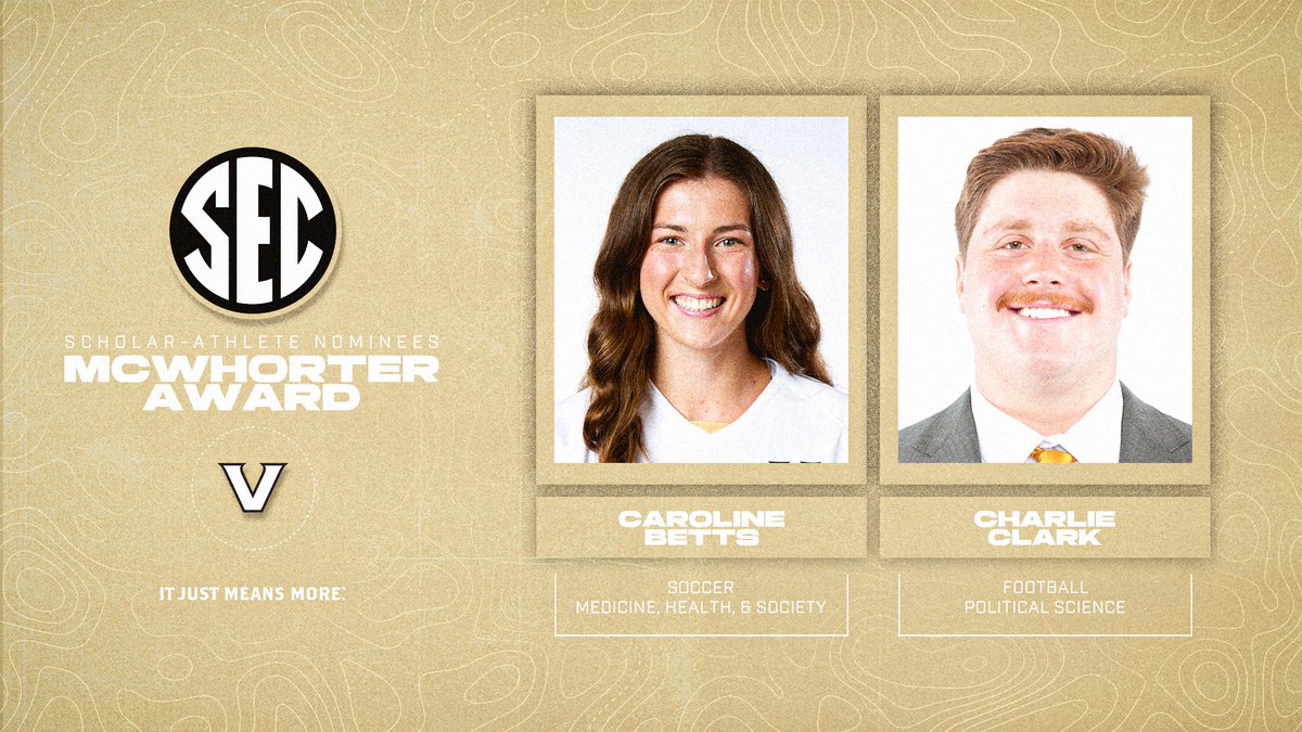 🎓 Announcing <a href="/vucommodores/">Vanderbilt Athletics</a>' nominees for the 2025 H. Boyd McWhorter Scholar-Athlete Post-Graduate Scholarship award!

⚽️ Caroline Betts, <a href="/VandySoccer/">Vanderbilt Soccer</a> 
🏈 Charlie Clark, <a href="/VandyFootball/">Vanderbilt Football</a> 

🔗 secsports.social/hbm-vandy25