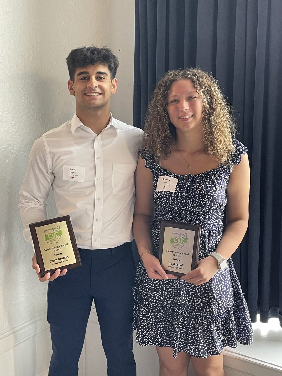 Geneva is proud to honor senior’s Jamil Daghlas and Sophia Bell at this mornings CVC Sportsmanship Brunch!  Both of these athletes are very deserving of the award!  Once an eagle always and eagle! 🦅