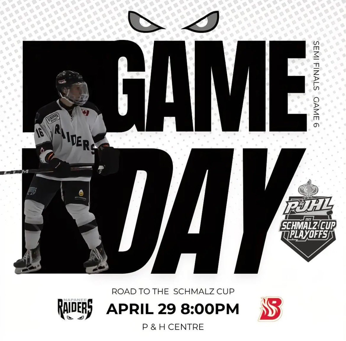 It’s a big game on the road tonight as we look for one more win.  The puck drops at 8.  You can listen on <a href="/887myFM/">88.7 myFM</a> or watch on NBC Sports Engine Play.

#GoRaidersGo #NapaneesTeam #LevelUp